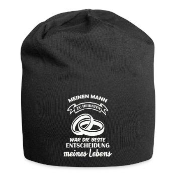 Meinen Mann zu Heiraten war die beste Entscheidung - Jersey-Beanie - Schwarz - Vorne