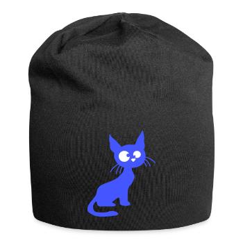 Crazy Cat Squints Funny Eyes Grimace Fun - Jersey Beanie - black - Front