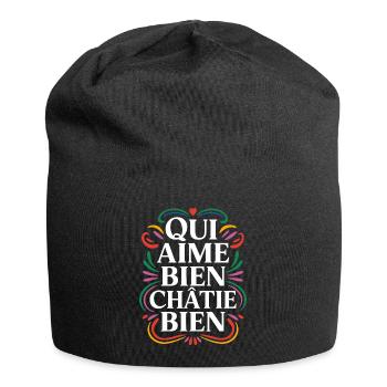 Qui aime bien châtie bien - Bonnet en jersey - noir - Devant