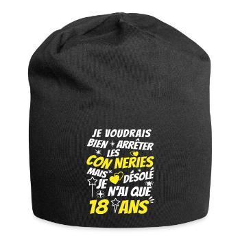j'ai 18 ans / idée cadeau anniversaire / 18 ans - Bonnet en jersey - noir - Devant