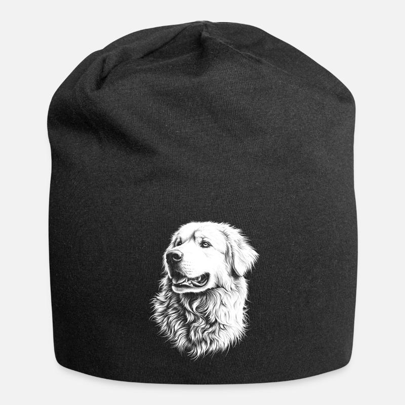 Portrait des Pyrénées Chien de montagne des Pyrénées Chiens - Bonnet en jersey - noir