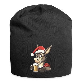 Esel Weihnachten Bier Lustig - Jersey-Beanie - Schwarz - Vorne