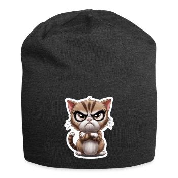Funny grim cat – cartoon motif for animal friend - Jersey Beanie - charcoal grey - Front