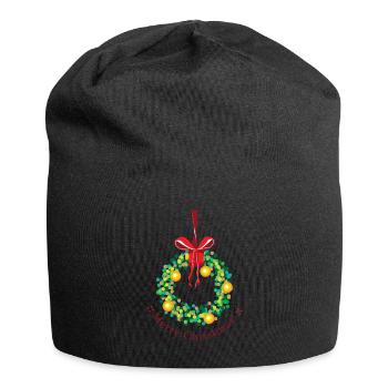 Merry Christmas ! Merry Christmas 2024 Wreath - Jersey Beanie - black - Front