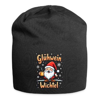 Weihnachten EIN GLÜHWEIN WICHTEL ZWEI GLÜHWEIN - Jersey-Beanie - Schwarz - Vorne