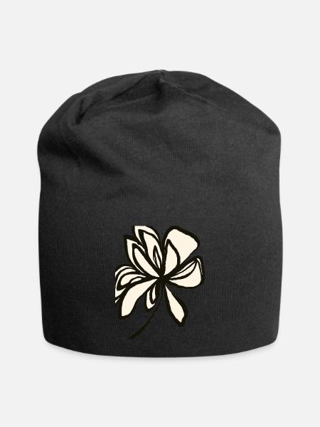 Blumige Schlichtheit - zeitloses Design - Jersey-Beanie - Schwarz
