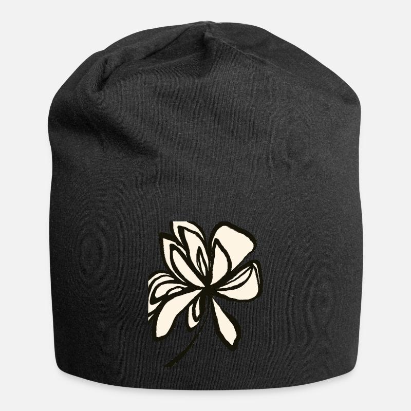 Simplicité florale - design intemporel - Bonnet en jersey - noir