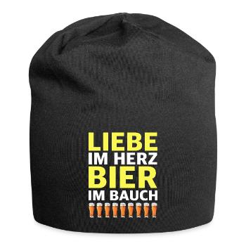 Liebe im Herz Bier im Bauch | Party, grillen - Jersey-Beanie - Schwarz - Vorne