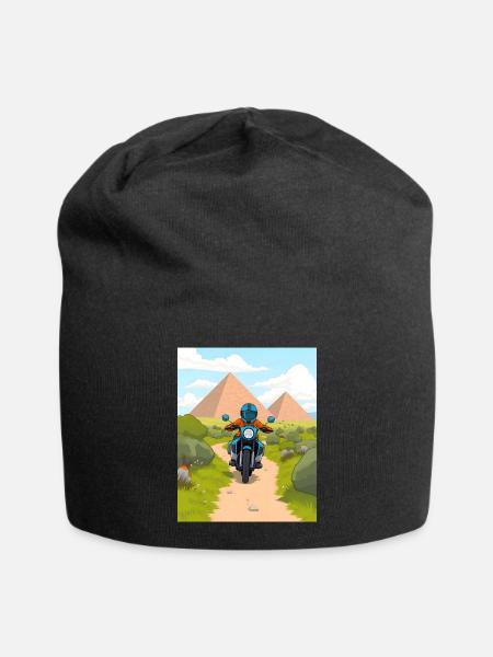 Moto de dessin animé dans le désert - Bonnet en jersey - noir