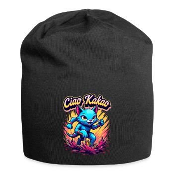 Ciao Kakao rennende Katze Matschlauf Laufshirt - Jersey-Beanie - Schwarz - Vorne