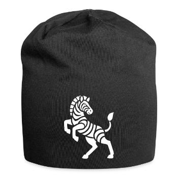 Zebra Silhouette Kunststück Minimal Design - Jersey-Beanie - Schwarz - Vorne