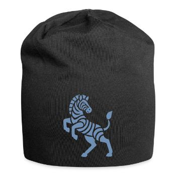Zebra Silhouette Kunststück Minimal Design - Jersey-Beanie - Schwarz - Vorne