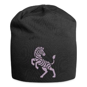 Zebra Silhouette Kunststück Minimal Design - Jersey-Beanie - Schwarz - Vorne
