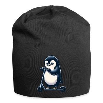 Grumpy Mops auf Kickroller lustig Hund - Jersey-Beanie - Schwarz - Vorne