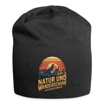 Wandern Wald Berge Wanderschuhe Spruch - Jersey-Beanie - Schwarz - Vorne
