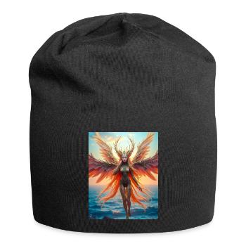 Alkonost, slawischer mythischer Vogel mit göttlicher Stimme - Jersey-Beanie - Schwarz - Vorne