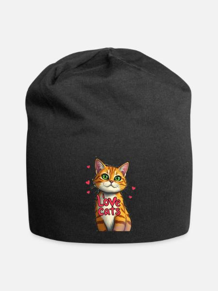 I love cats pic - Jersey-Beanie - Schwarz