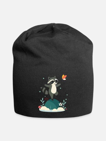 raton laveur dansant ludique avec papillon - Bonnet en jersey - noir