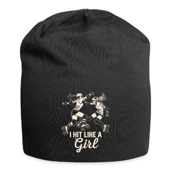 Je frappe comme une fille Roller Derby - Bonnet en jersey - noir - Devant