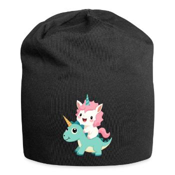 Licorne Kawaii Riding Dino – Animal fantastique mignon - Bonnet en jersey - noir - Devant