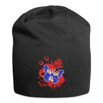 Papillon Vintage avec des Fleurs - Bonnet en jersey - noir - Devant