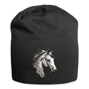 HORSE HORSES VINTAGE FLOWER🌼 🐴🌸🌈🐎🏇 - Jersey Beanie - black - Front
