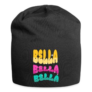 Bella Bella Dreifarbige Schrift - Jersey-Beanie - Schwarz - Vorne
