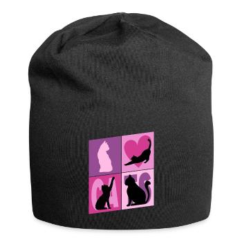Chaton Chaton Chaton Kitty Silhouette Art - Bonnet en jersey - noir - Devant