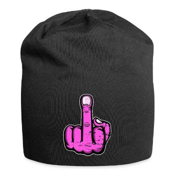 Doigt du milieu Doigt puant Baise Tu Design - Bonnet en jersey - noir - Devant