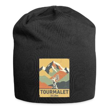 Alpinisme cycliste du Col du Tourmalet Pyrénées Art - Bonnet en jersey - noir - Devant