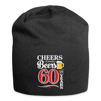 Cheers and Beers to 60 Years – Geburtstag Spruch - Jersey-Beanie - Schwarz - Vorne