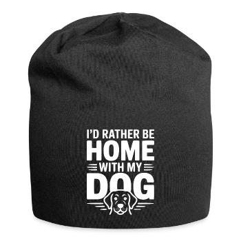 Ich wäre lieber zu Hause bei meinem Hund - Jersey-Beanie - Schwarz - Vorne