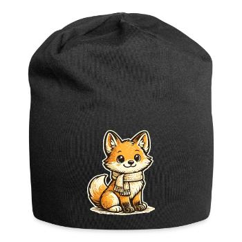 Warming fox with scarf - Jersey Beanie - black - Front