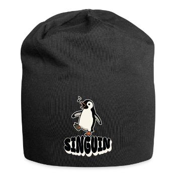 Singender Pinguin - Singuin - Jersey-Beanie - Schwarz - Vorne