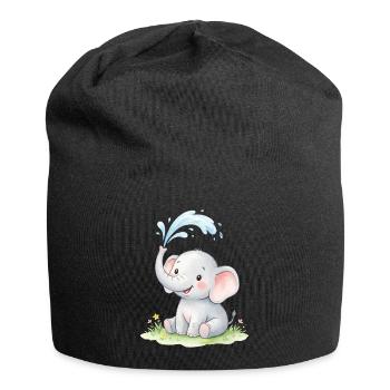 Fontaine d’éléphant pastel - Bonnet en jersey - noir - Devant