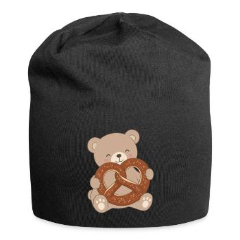 Süßer Bär mit Brezel  Beschreibung - Jersey-Beanie - Schwarz - Vorne