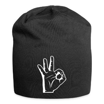 Tauchzeichen_OK_Handzeichen - Jersey-Beanie - Schwarz - Vorne