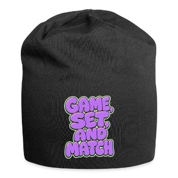 Game Set Match Tennis Shirt, Retro Style violett - Jersey-Beanie - Schwarz - Vorne