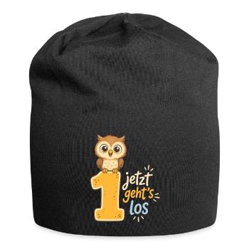 Erste Schritte Eule – Jetzt geht's Los - Jersey-Beanie - Schwarz - Vorne