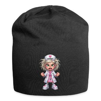 Crazy Nurse Cartoon - Jersey Beanie - black - Front
