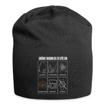 Gründe warum ich zu spät bin Lustiges Angler Motiv - Jersey-Beanie - Schwarz - Vorne