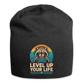 Level Up Your Life Raccoon Gamer - Jersey Beanie - black - Front