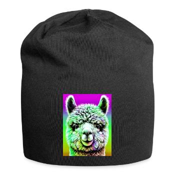 Alpaka - Jersey-Beanie - Schwarz - Vorne