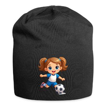 Comic girl en tant que joueuse de football avec le football – Sports - Bonnet en jersey - noir - Devant