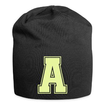 A_Buchstabe- - Jersey-Beanie - Schwarz - Vorne