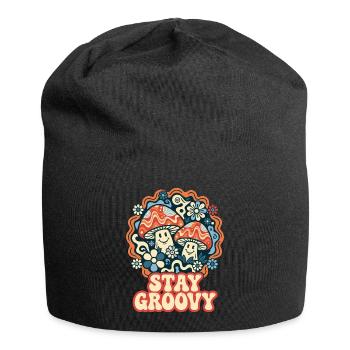 Stay Groovy Retro Pilze - Jersey-Beanie - Schwarz - Vorne