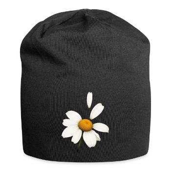 Marguerite with flying petals design - Jersey Beanie - black - Front