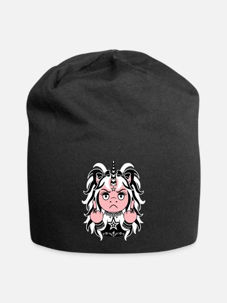 Cruella de Hoof: Weißes EinZORN mit Mittelfinger - Jersey-Beanie - Schwarz