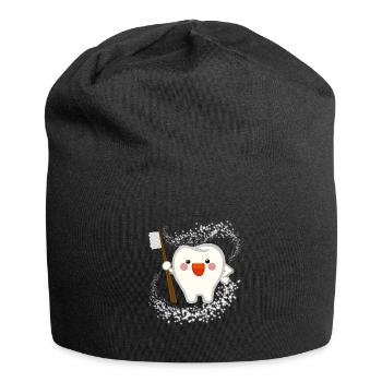 Zahn, Zähne, putzen, yay - Jersey-Beanie - Schwarz - Vorne