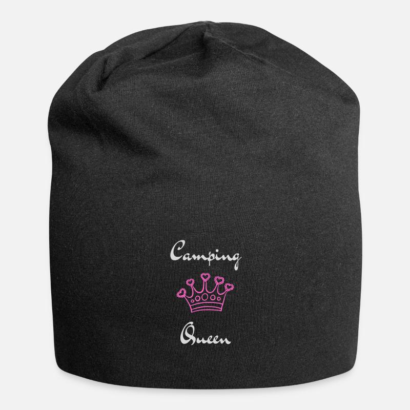 Camping Queen Version 2 (white print) - Jersey Beanie - black